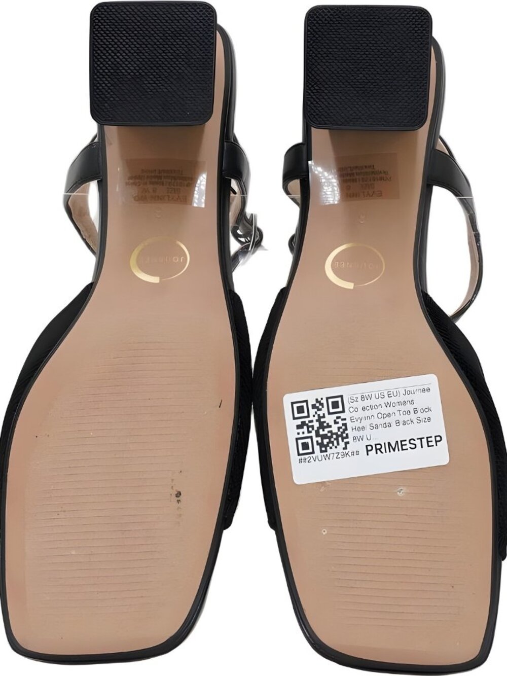 Journee Collection Evylinn Open Toe Block Heel Sandal Black US 8W EU 38.5 - Picture 6 of 6